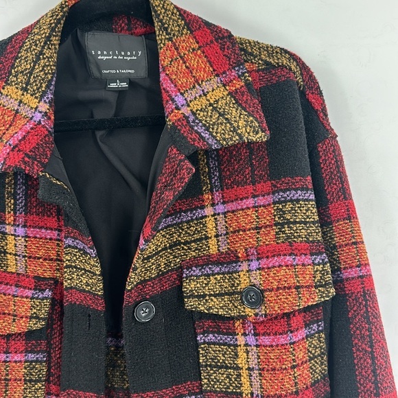 Evereve Sanctuary Carson Plaid Wool Blend Midi Shaket Large - Picture 4 of 6